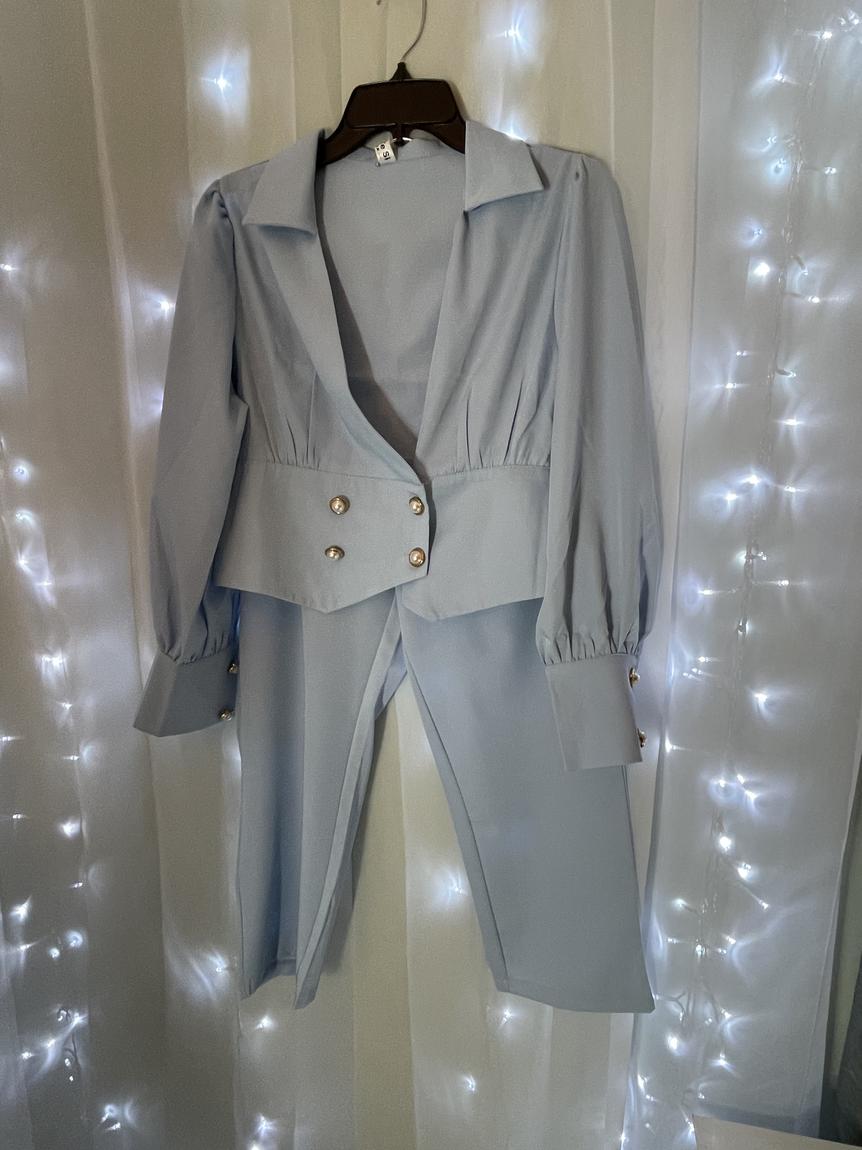 Size 4 Pageant Interview Blue Formal Jumpsuit on Queenly