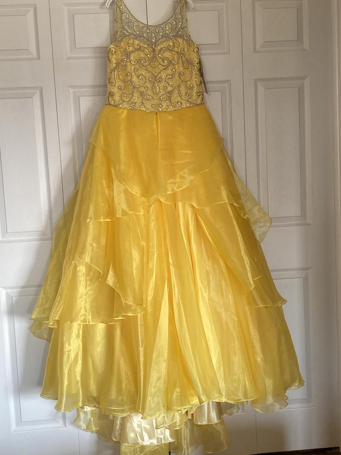 Tiffany Girls Size 14 Pageant Yellow Ball Gown on Queenly