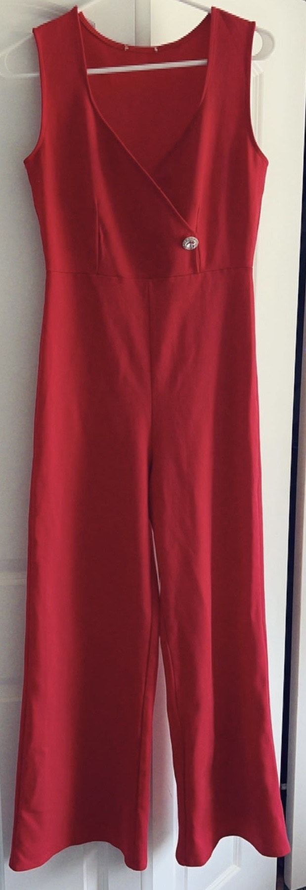Size 4 Sequined Red Formal Jumpsuit on Queenly