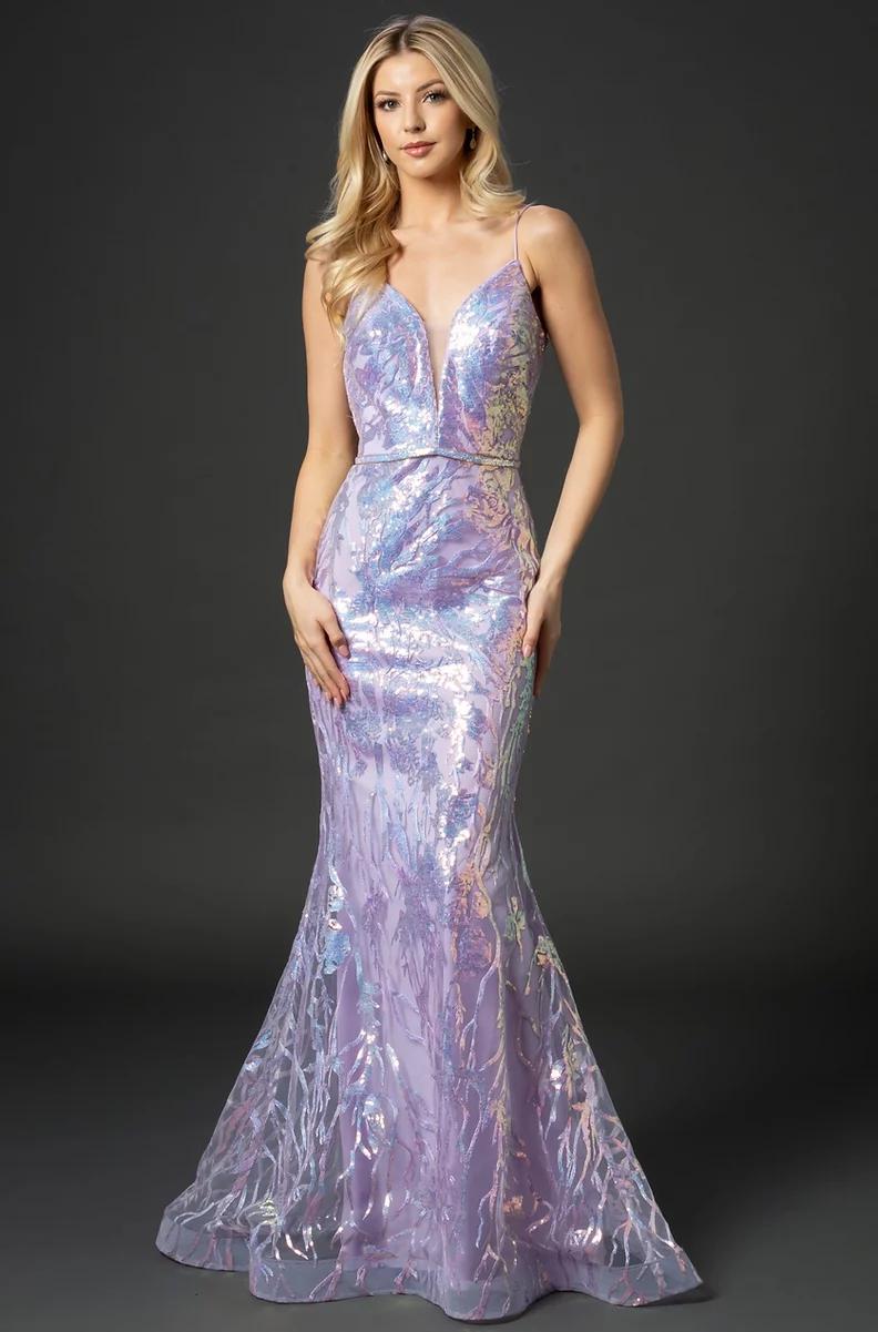 Style 1521 Nina Canacci Size 6 Purple Mermaid Dress on Queenly