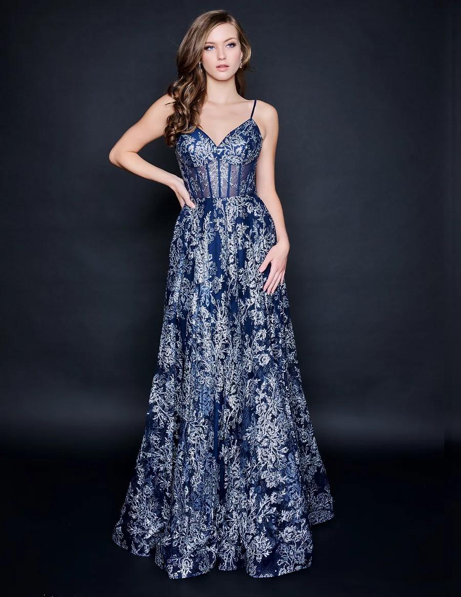 Style 1525 Nina Canacci Plus Size 16 Prom Lace Royal Blue A-line Dress on Queenly