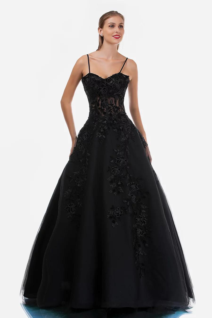 Style 2245 Nina Canacci Size 4 Pageant Black Ball Gown on Queenly