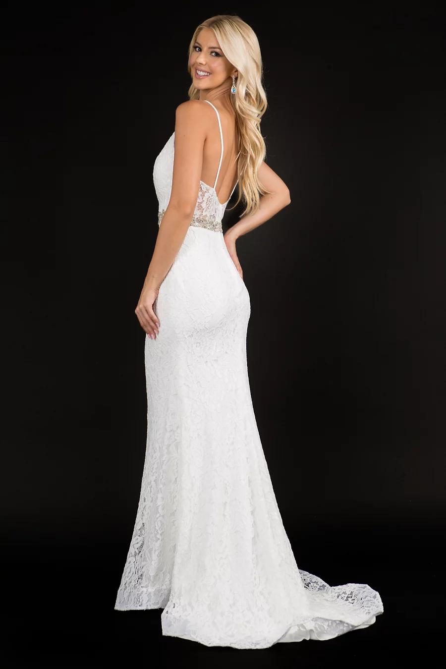 Style 2299 Nina Canacci Size 10 White Floor Length Maxi on Queenly