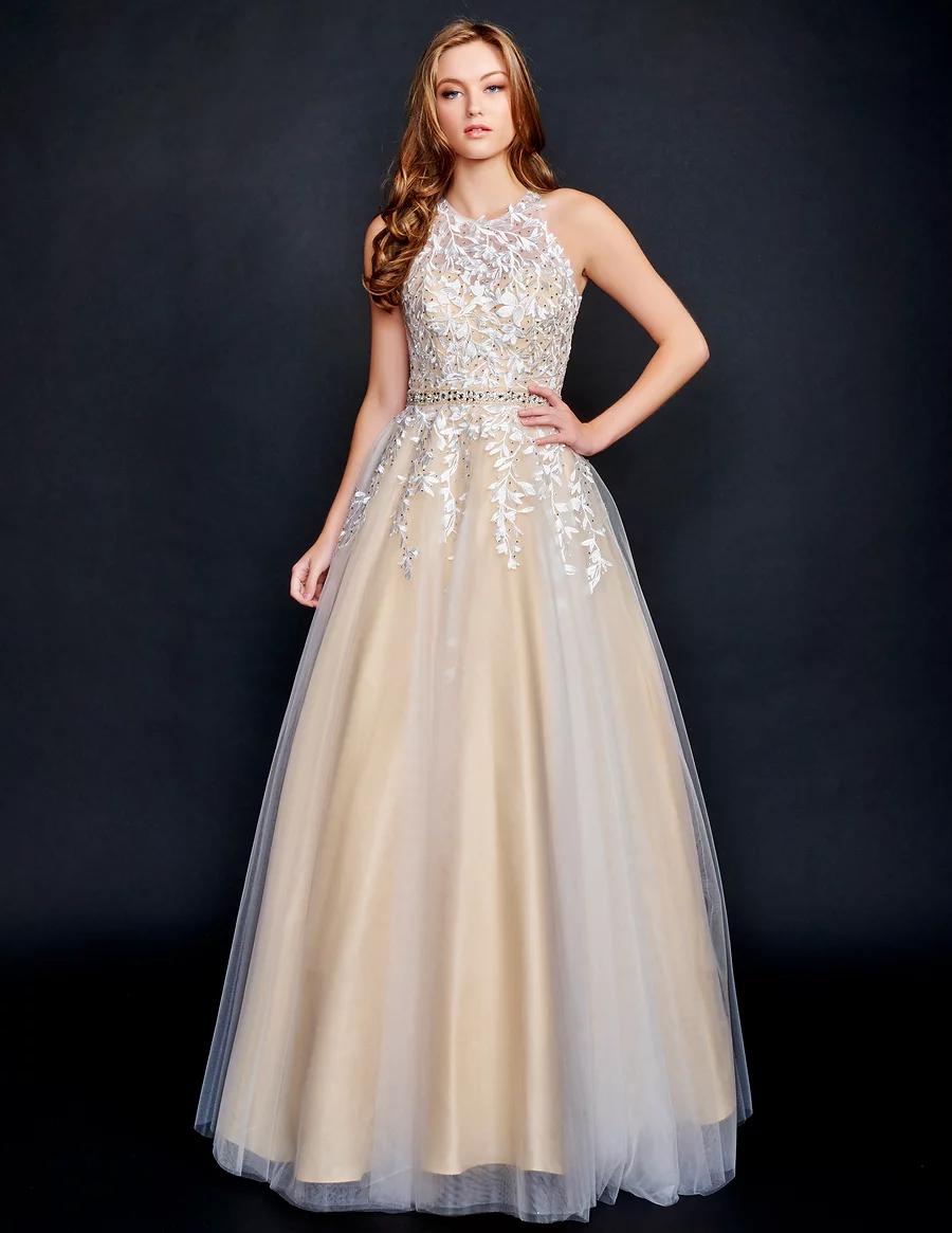 Style 3188 Nina Canacci Size 2 Pageant Nude Ball Gown on Queenly