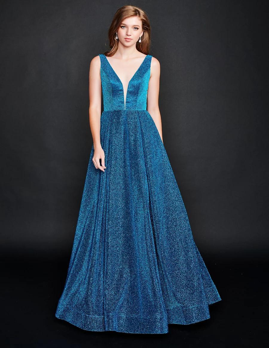 Style 5208 Nina Canacci Size 14 Blue A-line Dress on Queenly
