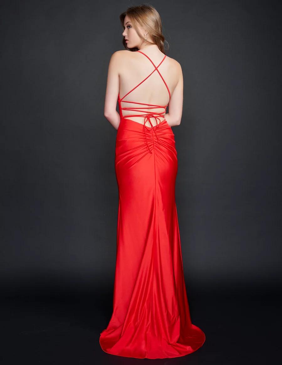 Style 6567 Nina Canacci Size 0 Red Floor Length Maxi on Queenly