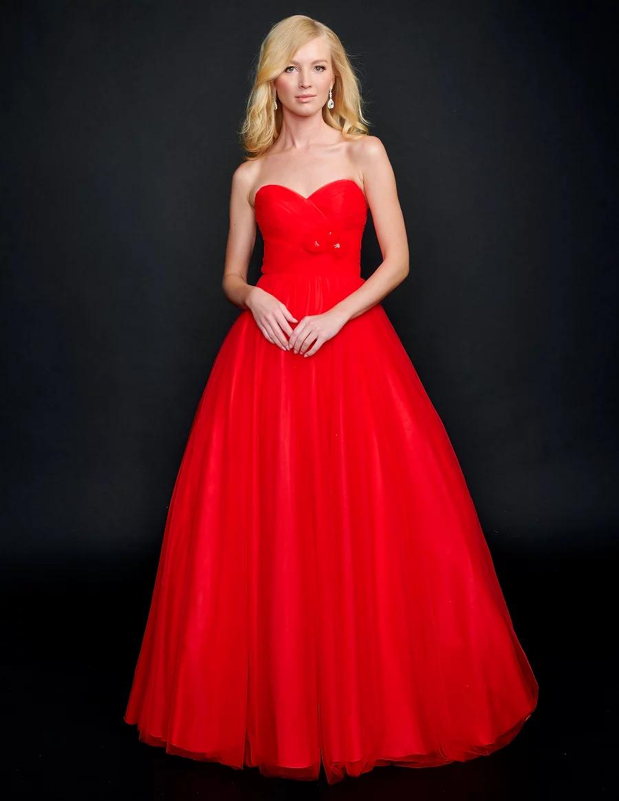 Style 6573 Nina Canacci Size 0 Strapless Red Ball Gown on Queenly