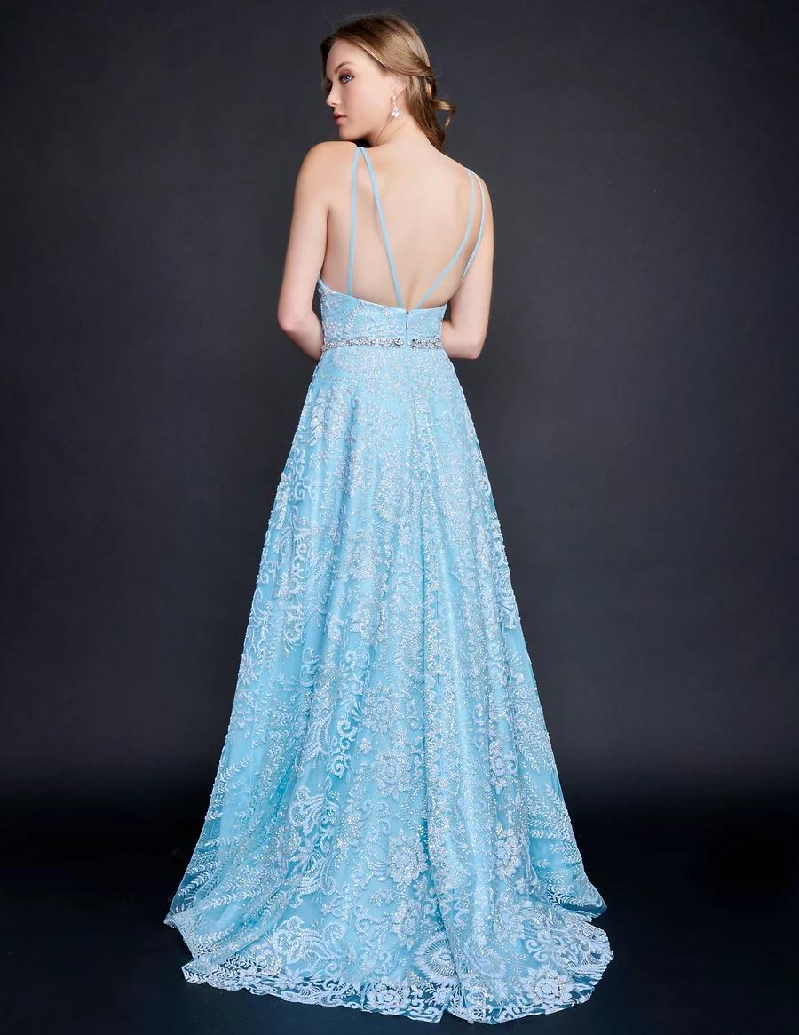 Style 8199 Nina Canacci Size 4 Prom Light Blue A-line Dress on Queenly