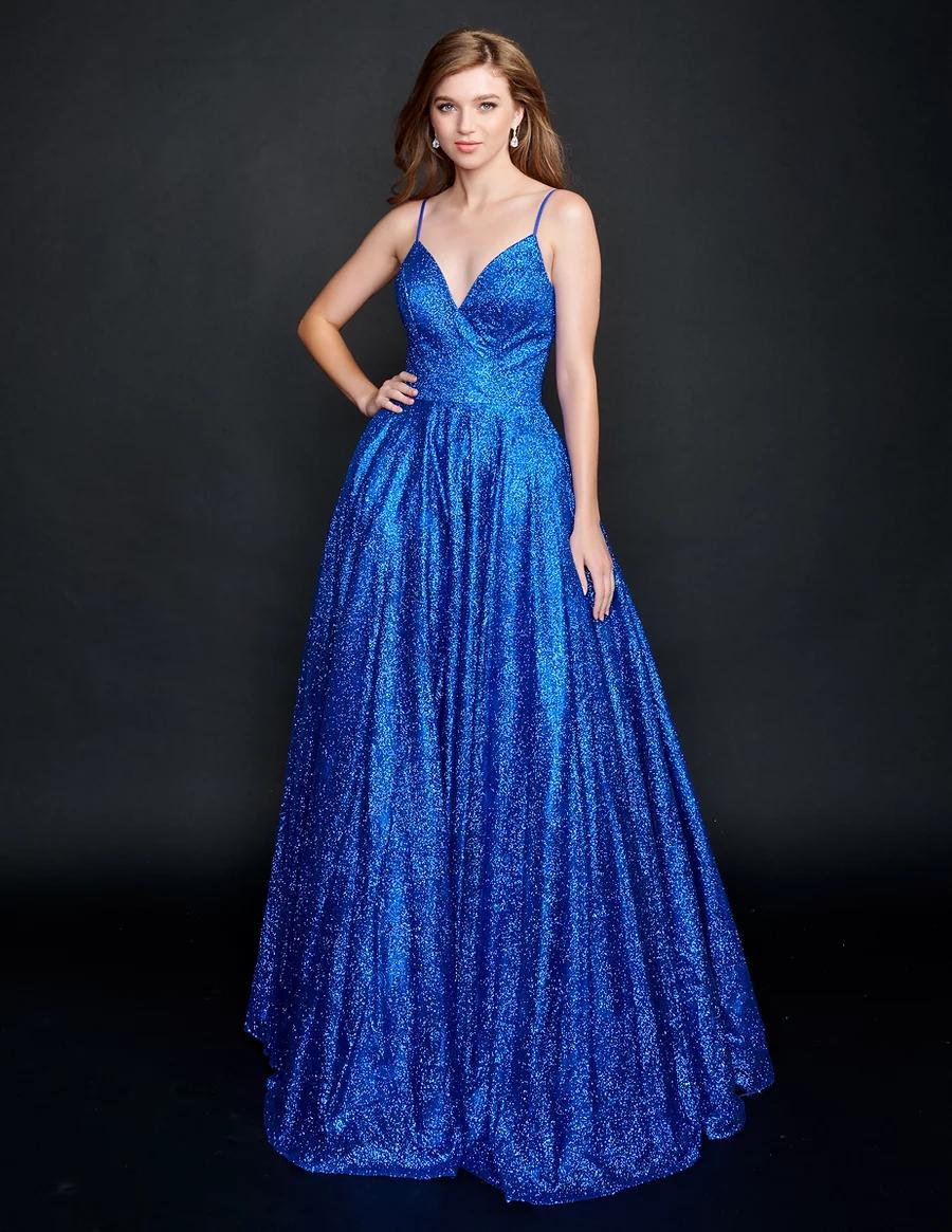 Style 9138 Nina Canacci Plus Size 20 Pageant Blue Ball Gown on Queenly