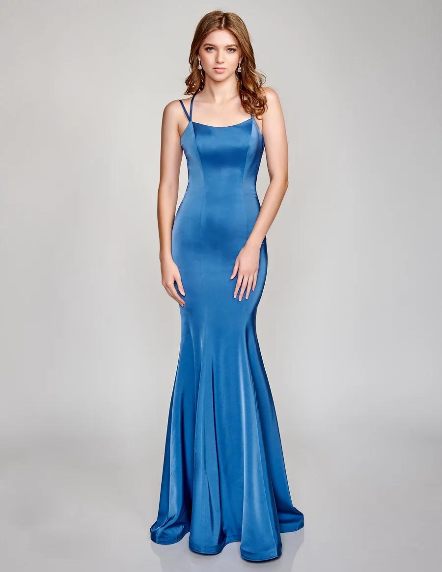 Style 9142 Nina Canacci Size 6 Blue Mermaid Dress on Queenly