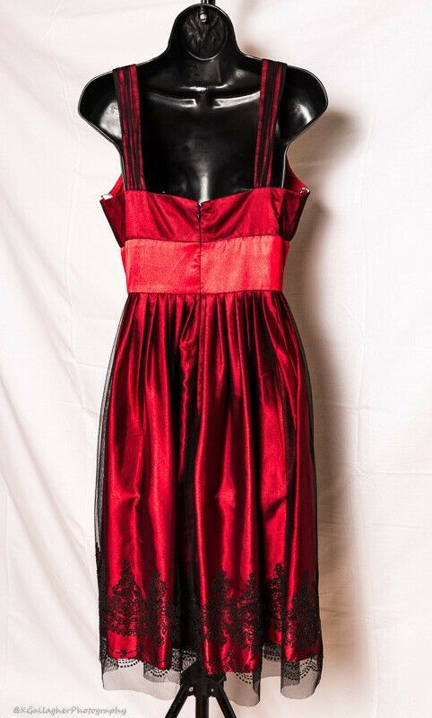 Style Never Altered David's Bridal Size 6 Prom Plunge Satin Red A-line Dress on Queenly