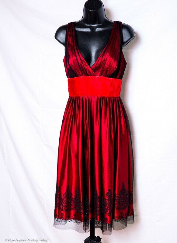 Style Never Altered David's Bridal Size 6 Prom Plunge Satin Red A-line Dress on Queenly