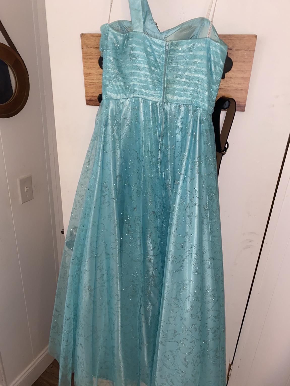 Size 4 Prom Strapless Sequined Light Blue A-line Dress on Queenly