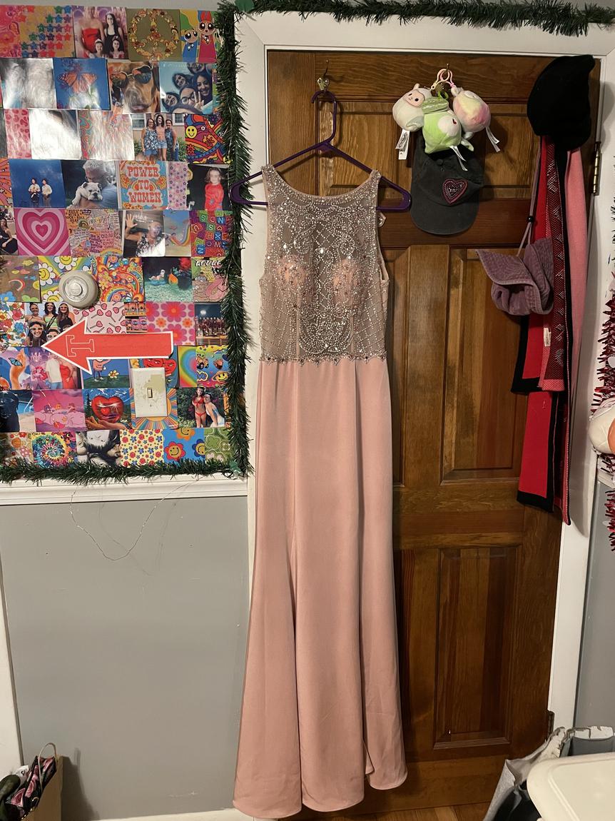 Size 4 Sequined Pink Floor Length Maxi on Queenly