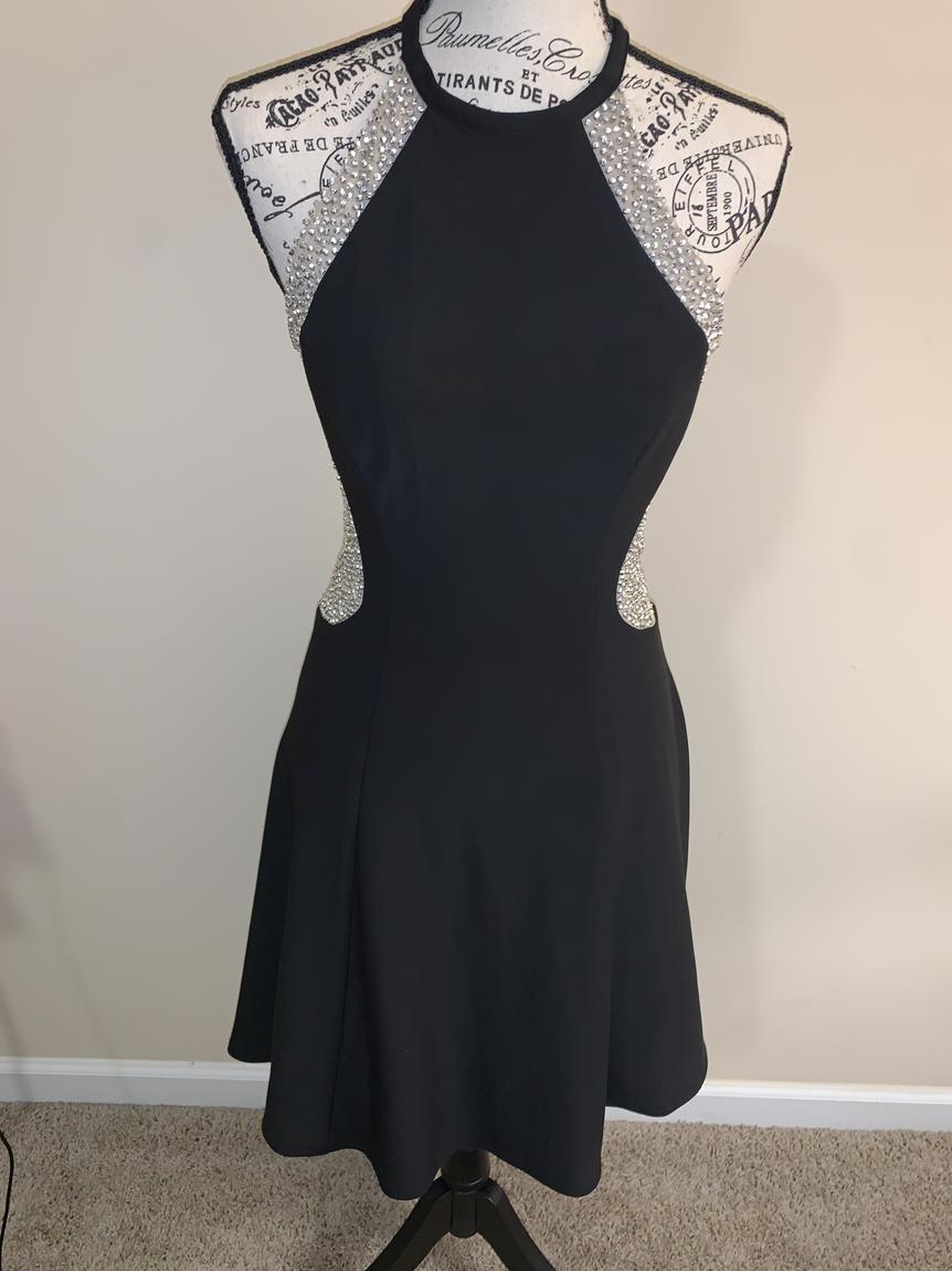 Xscape Size 6 Halter Black A-line Dress on Queenly