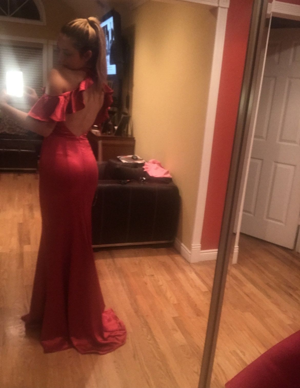 Jovani Size 0 Prom Off The Shoulder Satin Hot Pink Floor Length Maxi on Queenly