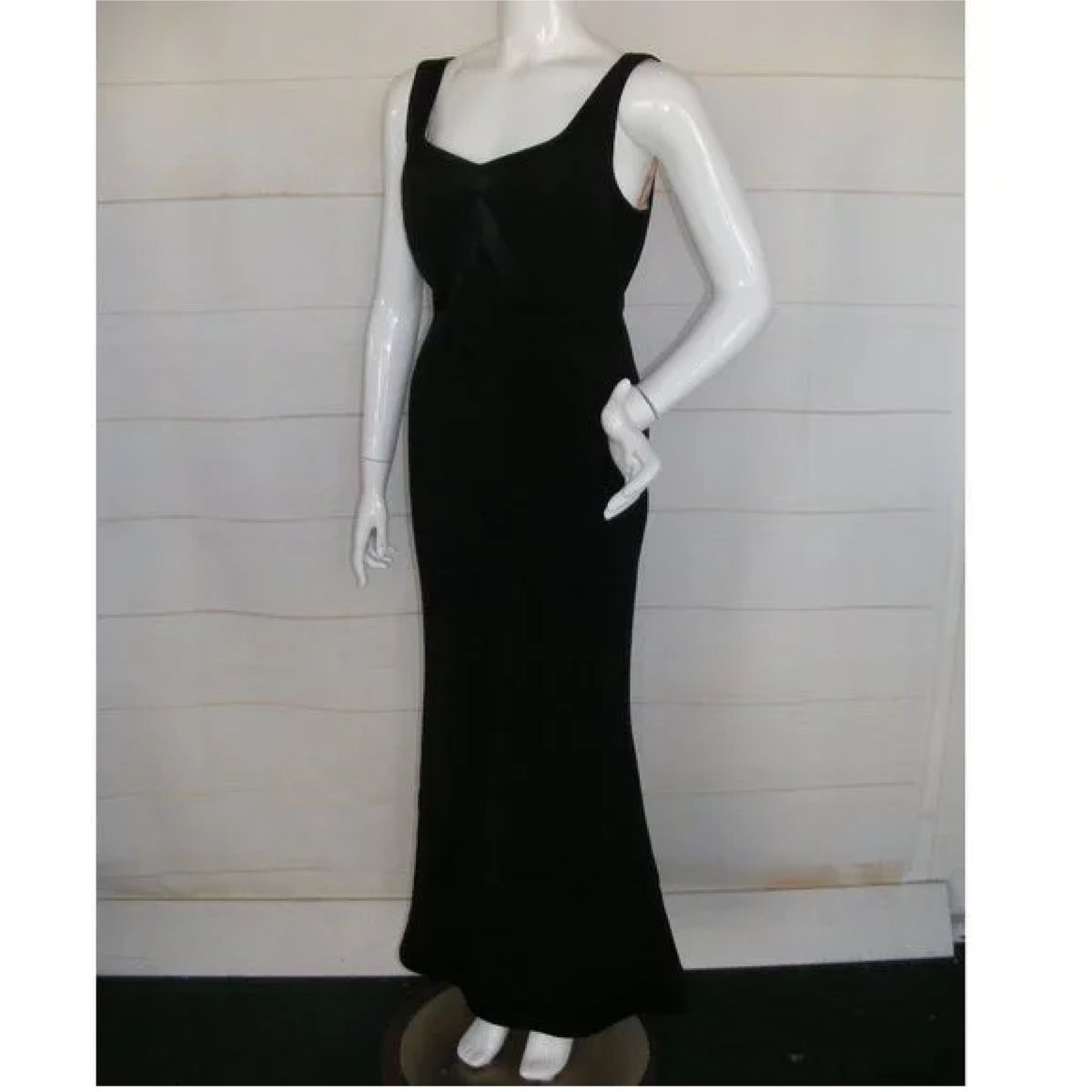 Style Custom Peggy Jennings Size 14 Prom High Neck Satin Black Mermaid Dress on Queenly