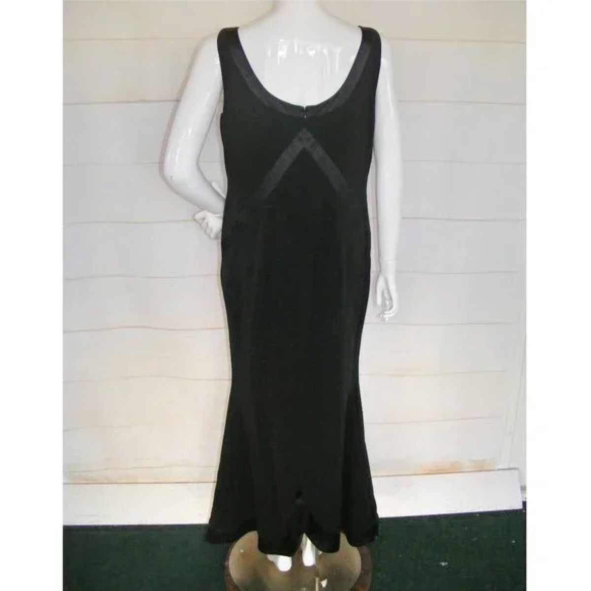 Style Custom Peggy Jennings Size 14 Prom High Neck Satin Black Mermaid Dress on Queenly