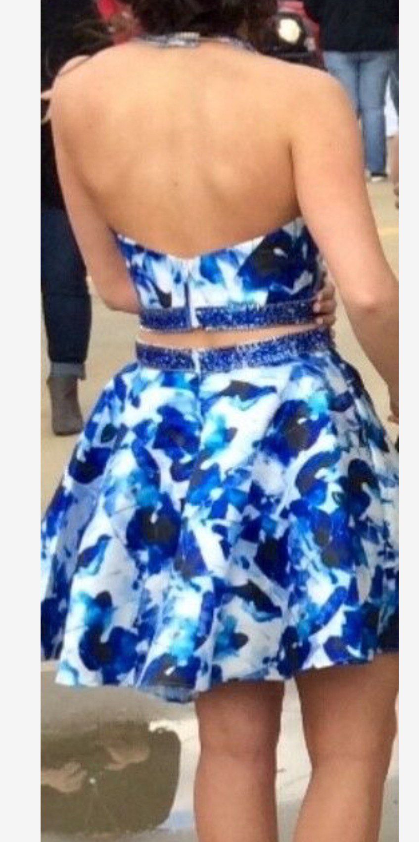 Rachel Allan Size 2 Prom Floral Blue A-line Dress on Queenly