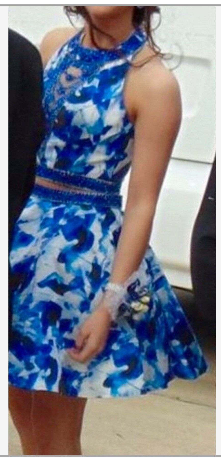 Rachel Allan Size 2 Prom Floral Blue A-line Dress on Queenly