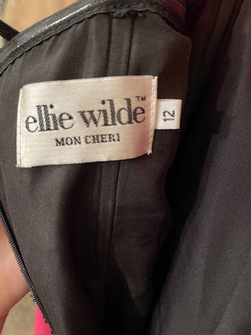 Ellie Wilde Size 12 Sequined Black Side Slit Dress on Queenly