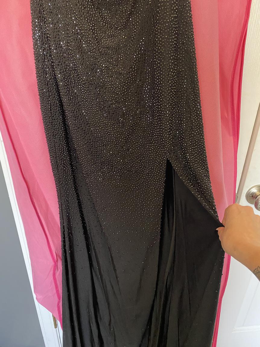 Size 8 Prom One Shoulder Sequined Black Side Slit Dress on Queenly