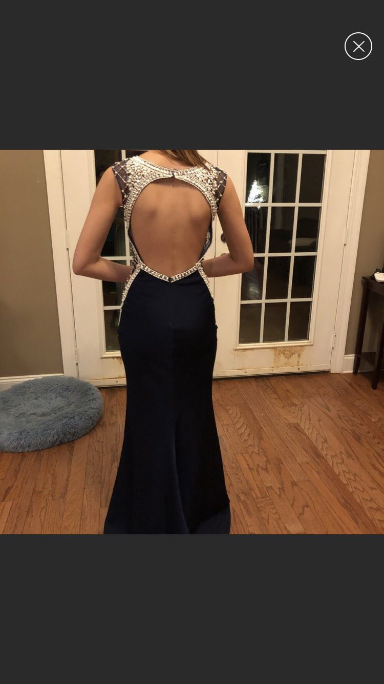 Envious by Karishma Size 2 Prom Sequined Navy Blue Floor Length Maxi on Queenly