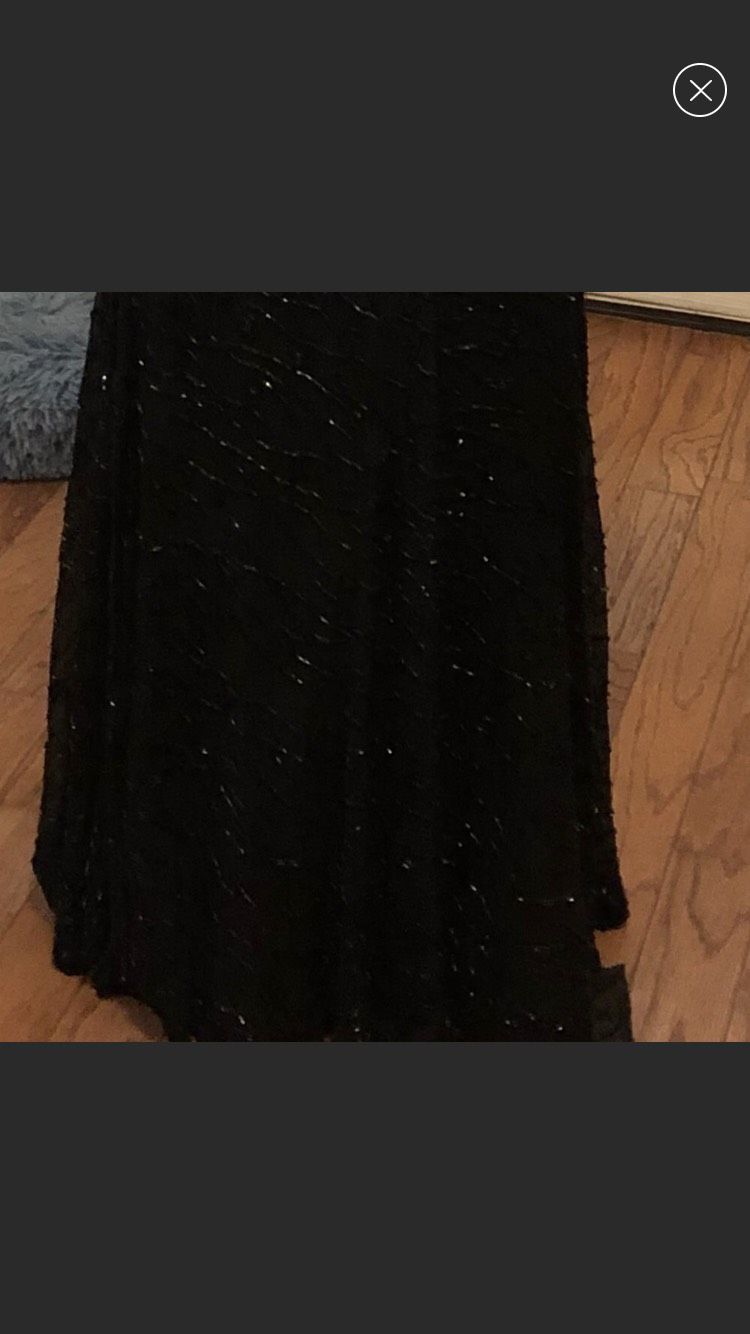 Size 2 Strapless Sequined Black Floor Length Maxi on Queenly