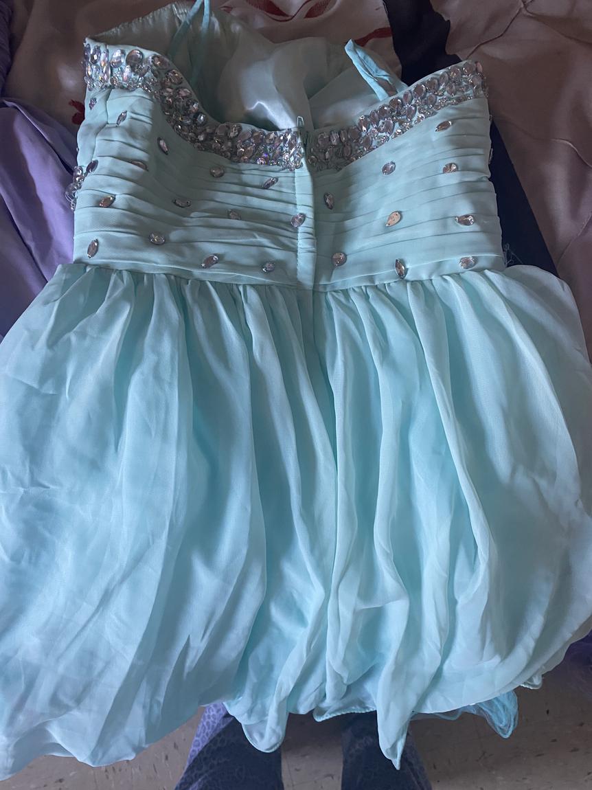 Size 4 Sequined Light Blue Ball Gown on Queenly