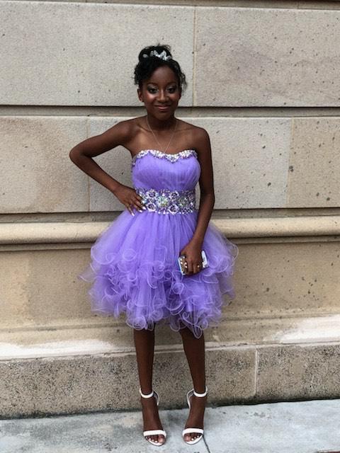 Size 2 Homecoming Sequined Purple Ball Gown on Queenly