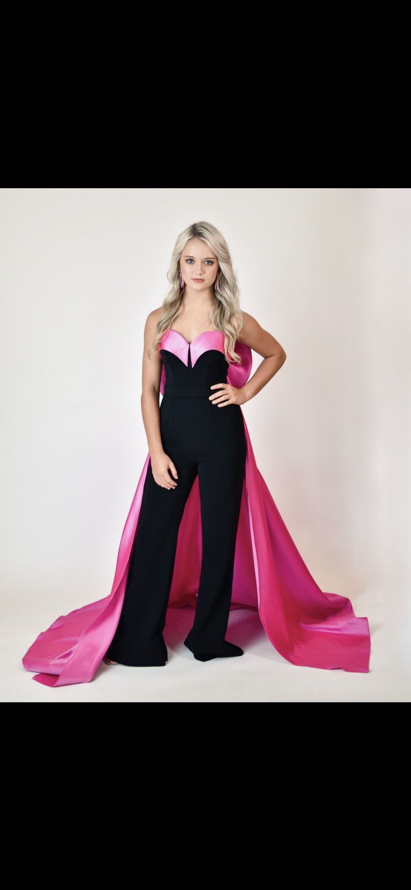 Jovani Size 00 Pageant Hot Pink Formal Jumpsuit on Queenly