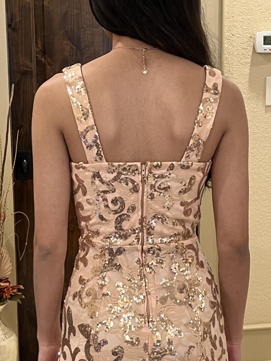 Size 0 Prom Sequined Rose Gold Mermaid Dress on Queenly