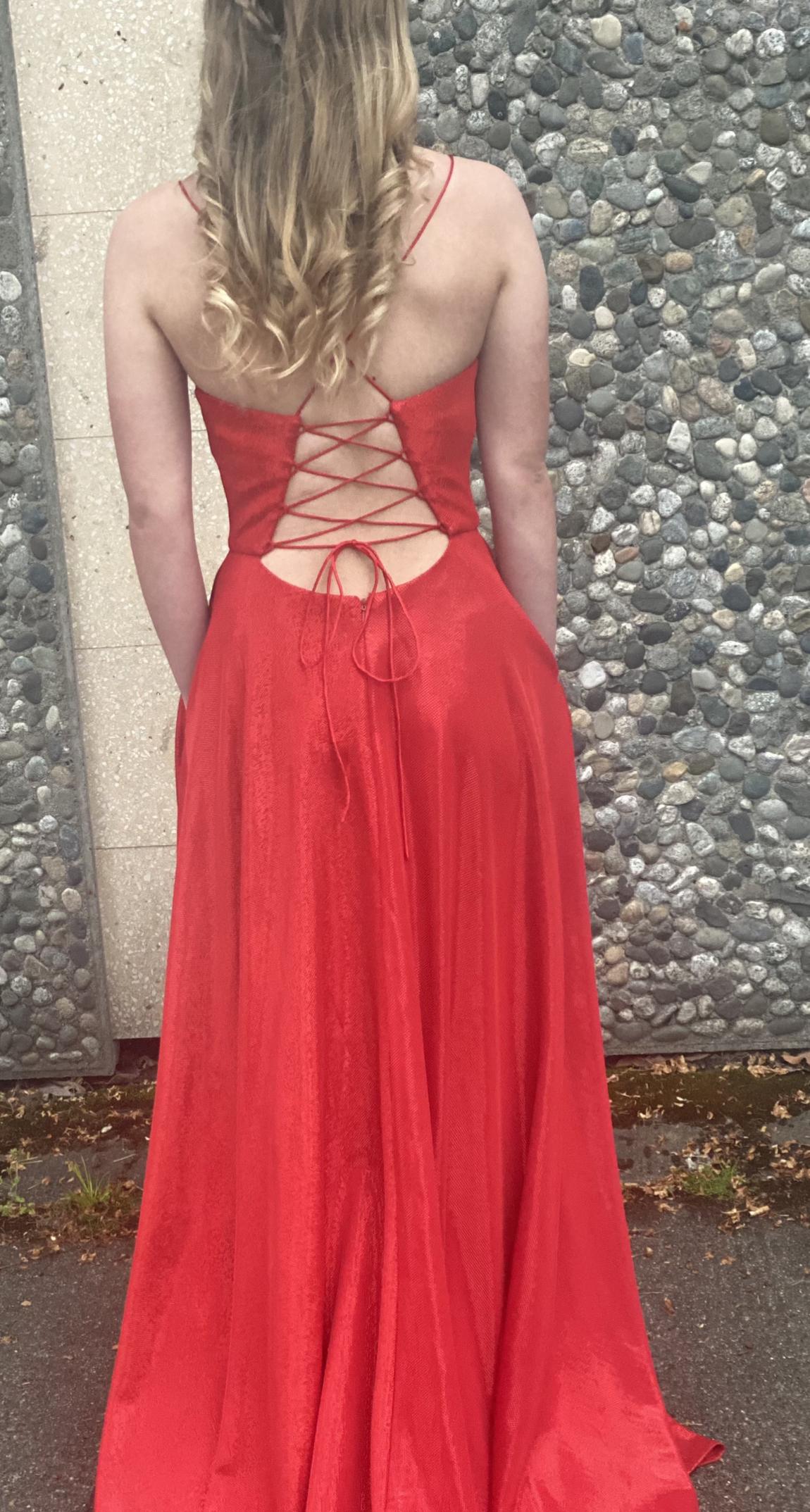 Size 2 Prom Red Dress With Train on Queenly