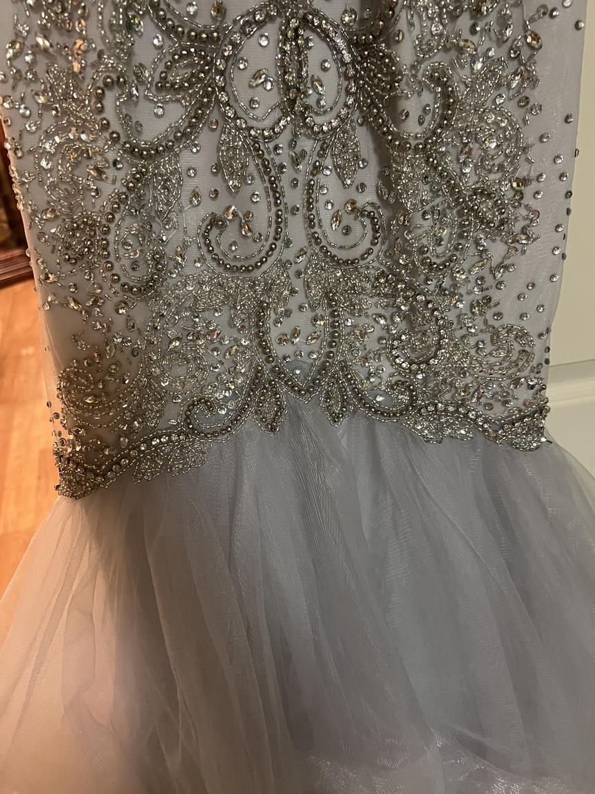 Size 0 Prom Sequined Silver Mermaid Dress on Queenly