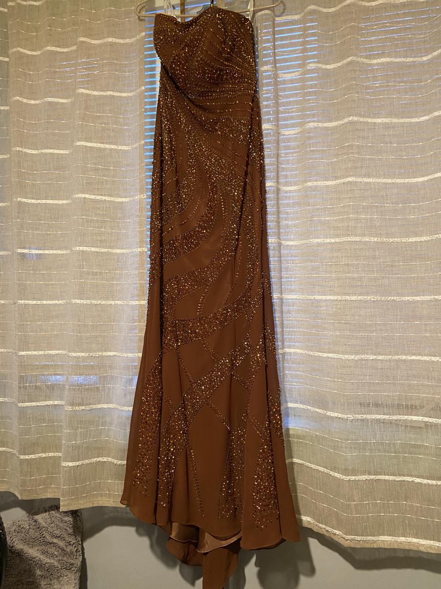 Tiffany Designs Size 10 Prom Sequined Gold Floor Length Maxi on Queenly