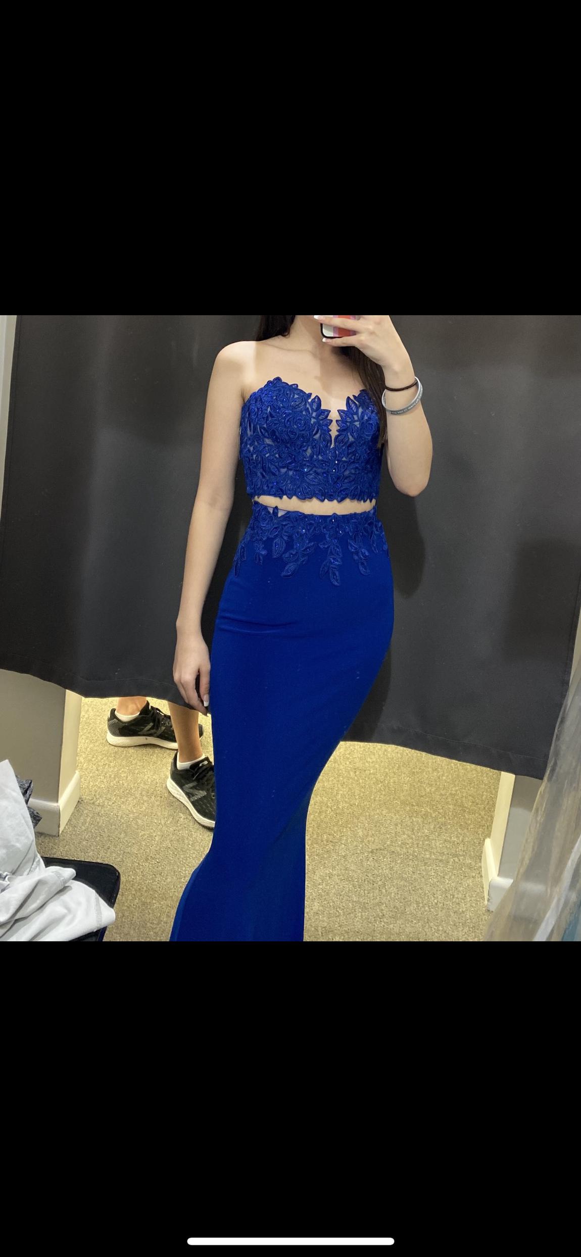 Size 00 Prom Royal Blue Mermaid Dress on Queenly