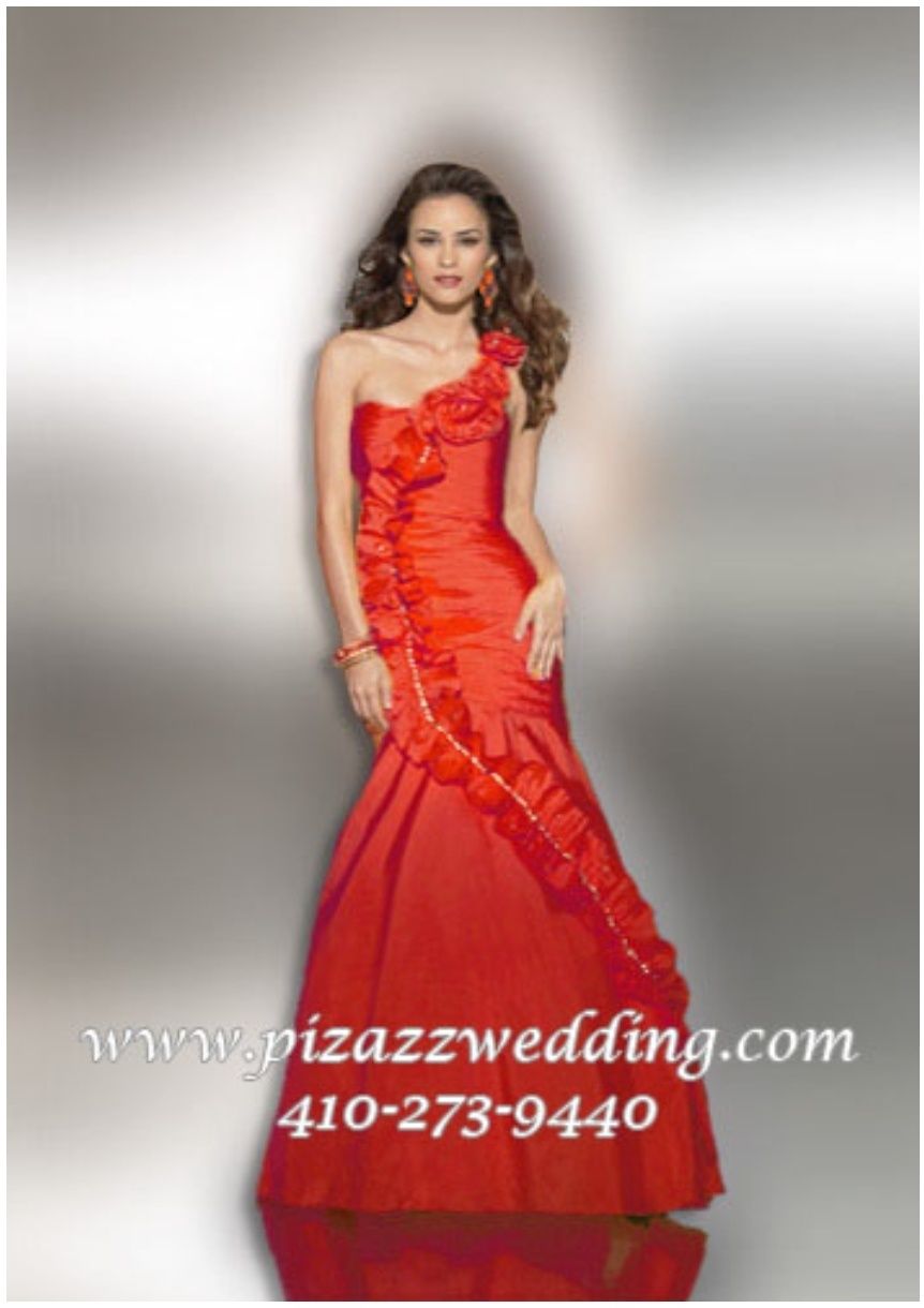Style 8752 Mori Lee Paparazzi  Size 2 Prom One Shoulder Red Mermaid Dress on Queenly