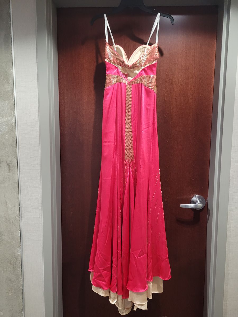 Style 6684 Partytime Formals/Rachel Allan  Size 2 Prom Hot Pink Side Slit Dress on Queenly