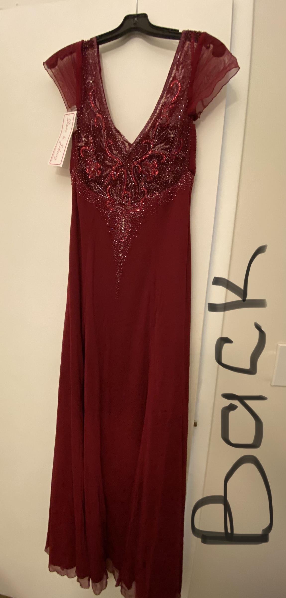 Size 14 Prom Sequined Red A-line Dress on Queenly