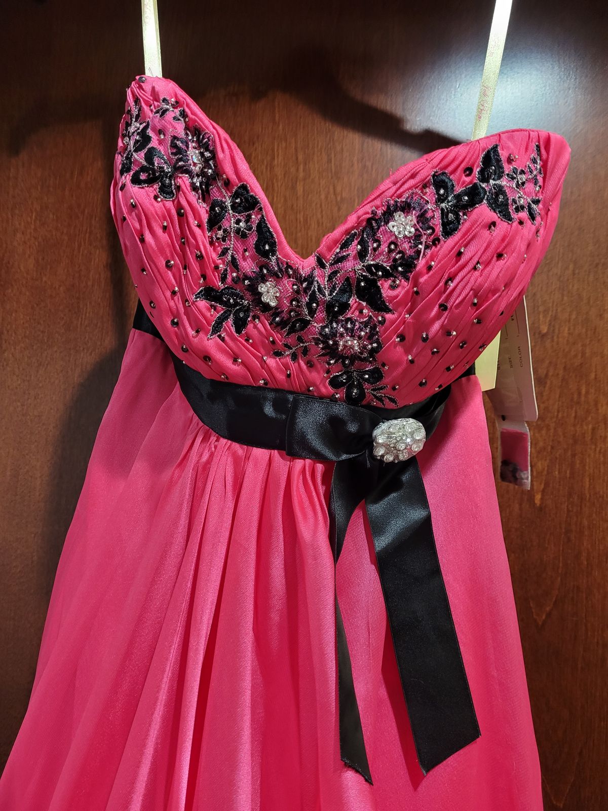 Style 9057 Jolie Prom Size 2 Strapless Sequined Hot Pink A-line Dress on Queenly