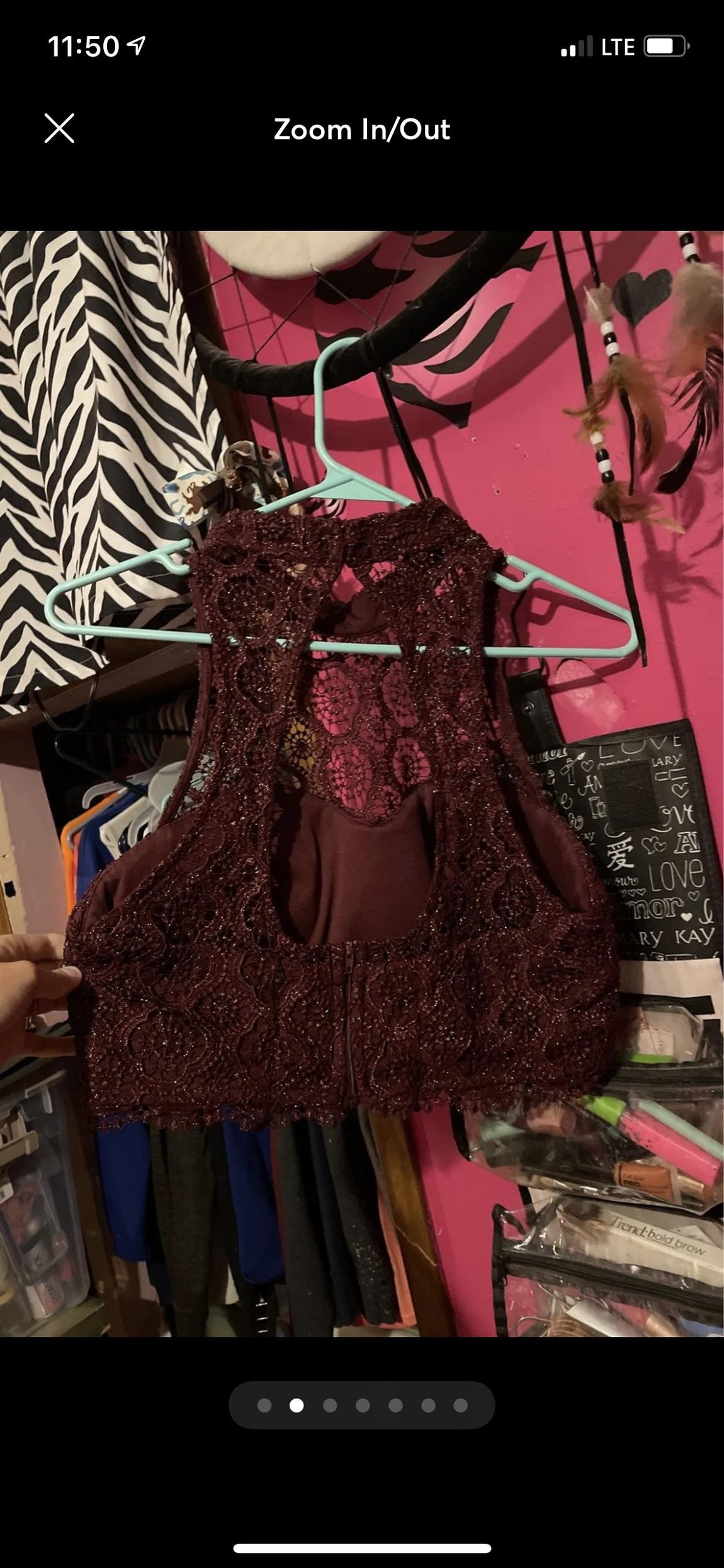 Dillards Size 10 Lace Burgundy Red A-line Dress on Queenly