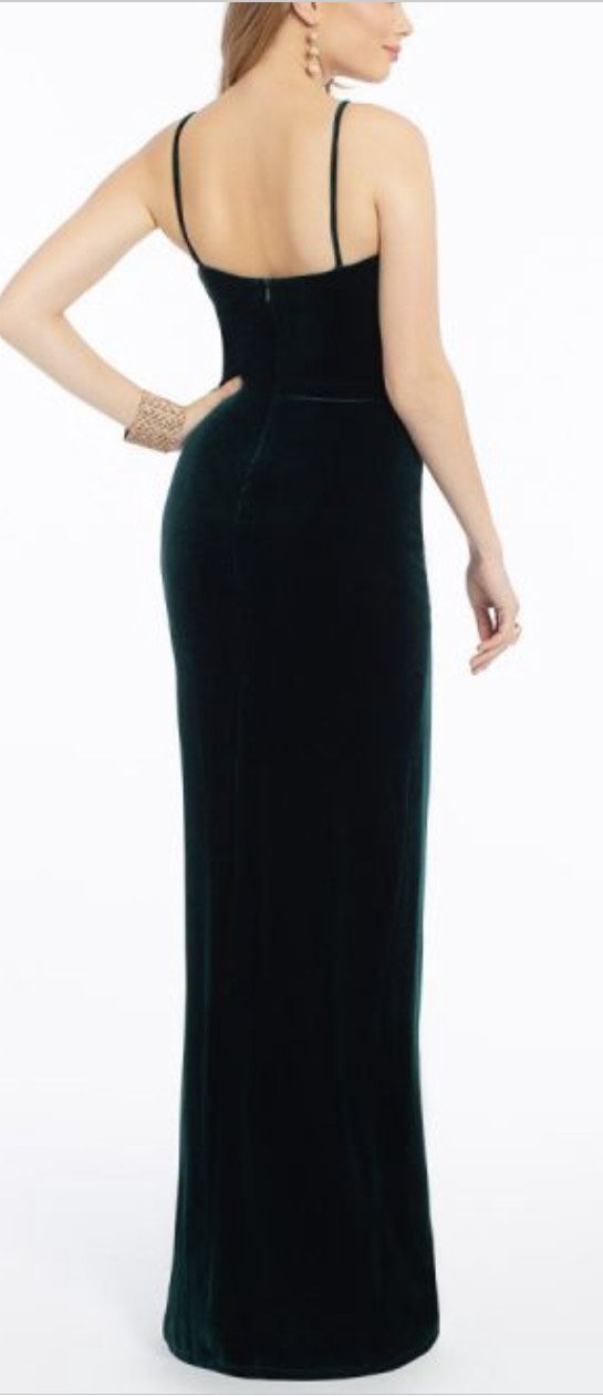 Camille La Vie Size 14 Velvet Green Side Slit Dress on Queenly