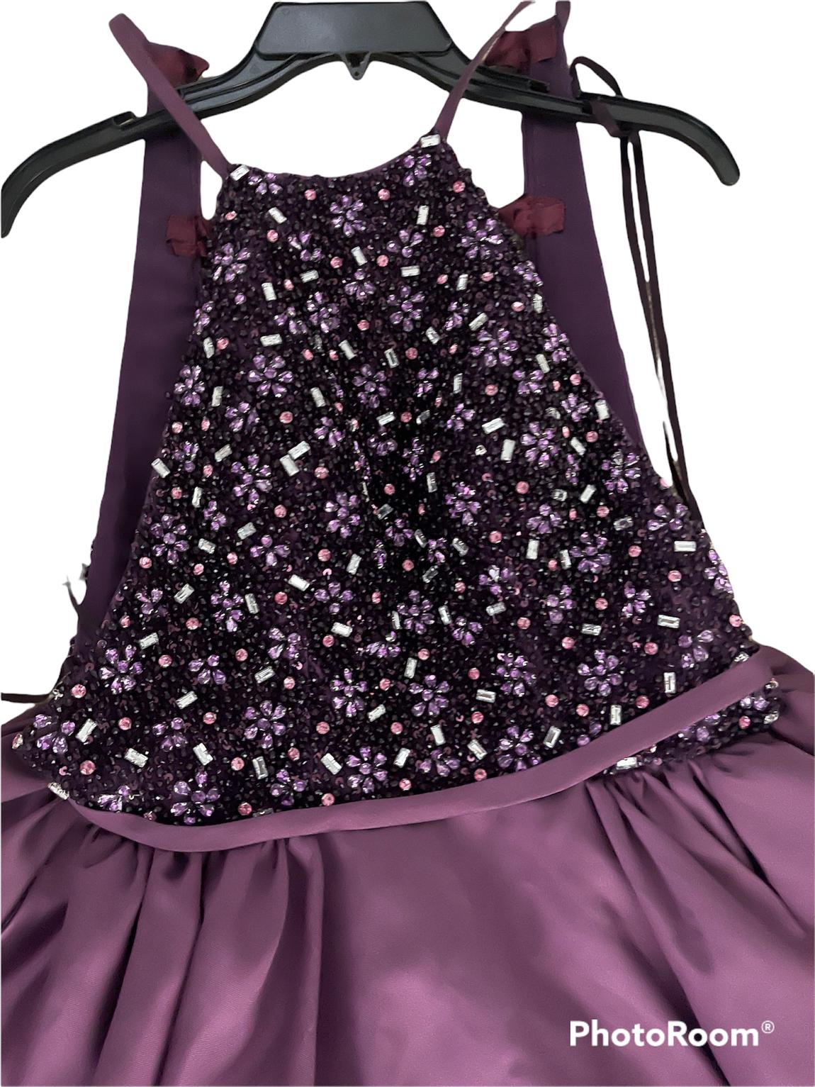 Size 2 Prom Halter Sequined Purple Dress With Train on Queenly