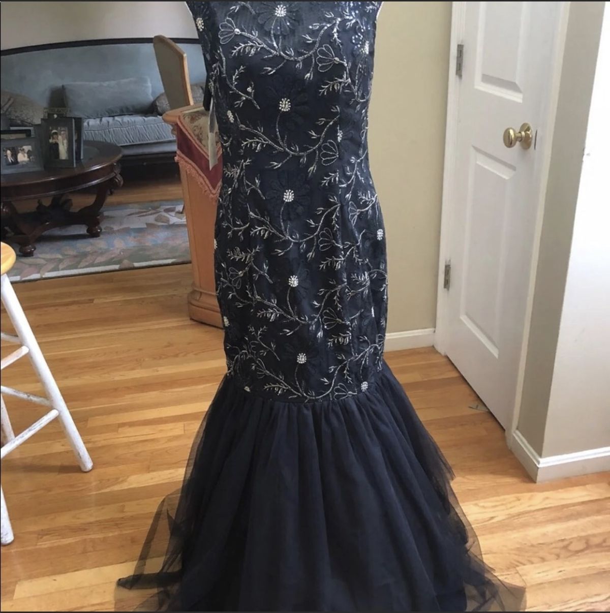 Alfred Angelo Size 12 Prom Sequined Black Mermaid Dress on Queenly
