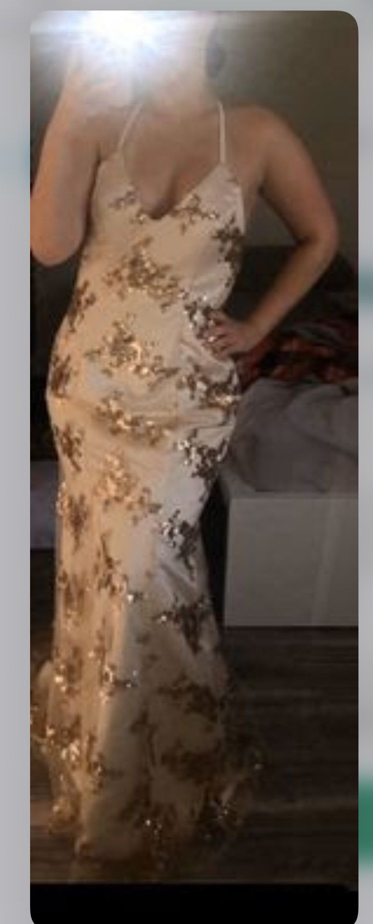 Size 6 Prom Sequined Gold Mermaid Dress on Queenly