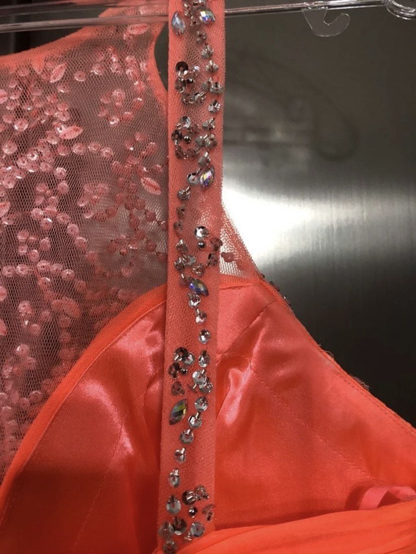 Mac Duggal Size 14 Coral Floor Length Maxi on Queenly