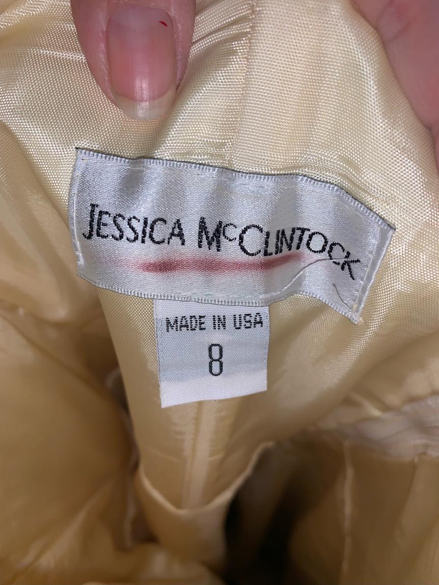 Jessica McClintock Size 8 Satin Yellow Cocktail Dress on Queenly