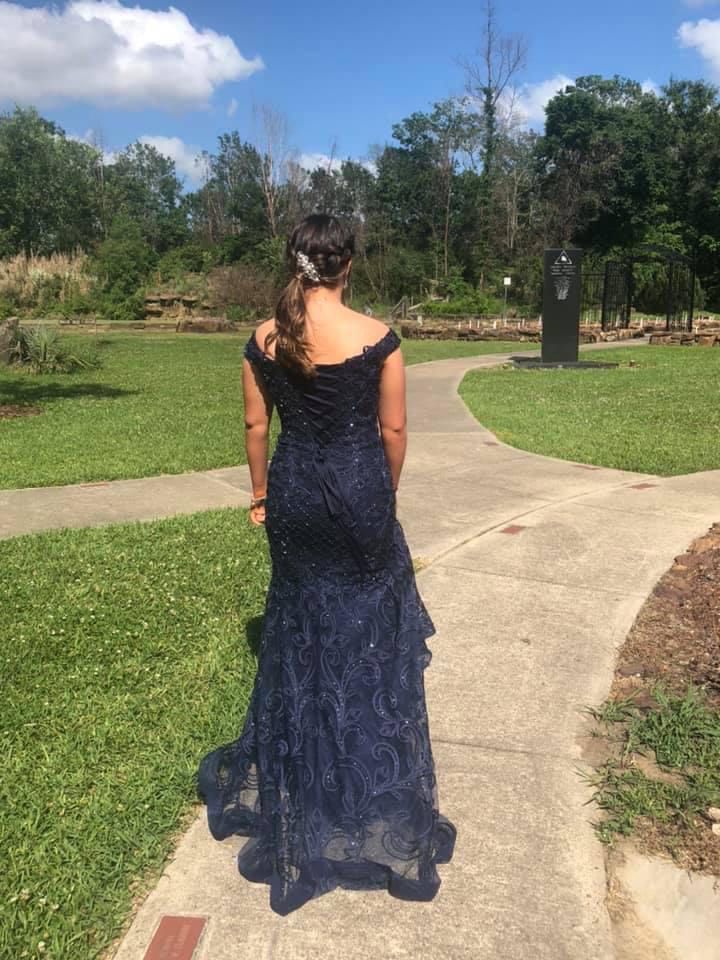 Size 4 Sequined Navy Blue Mermaid Dress on Queenly