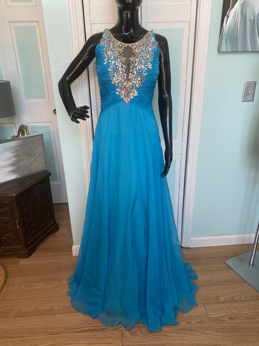 Rachel Allan Size 10 Prom Blue A-line Dress on Queenly