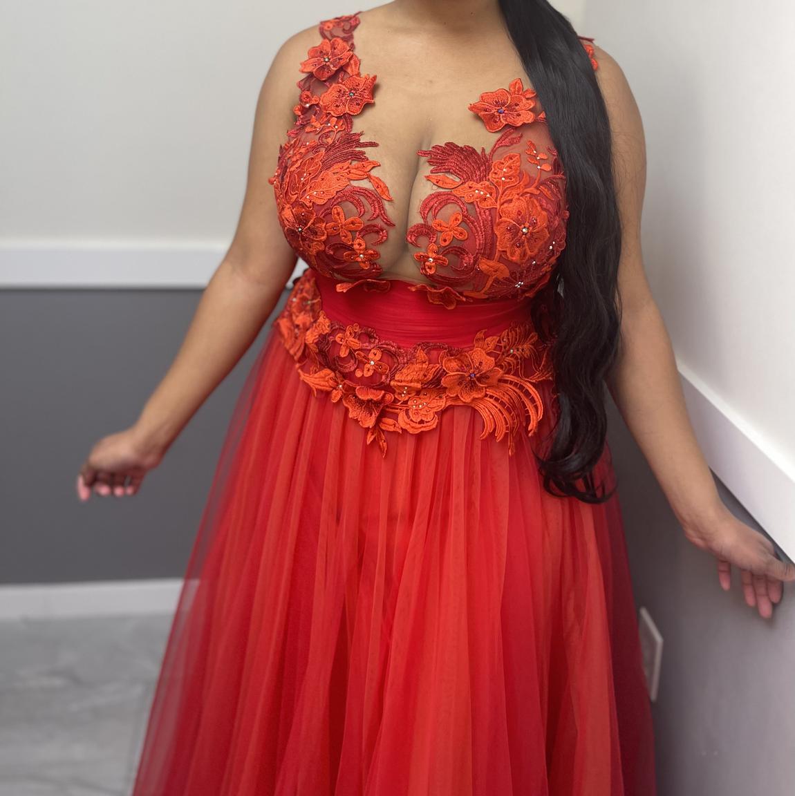 Size 14 Red Ball Gown on Queenly
